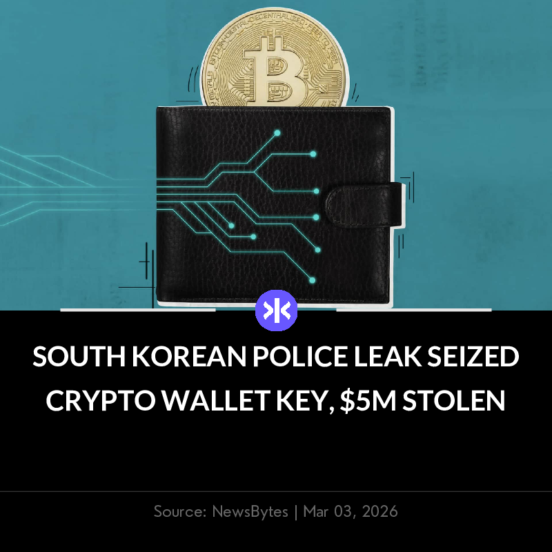📰 South Korean police leaked a seized crypto wallet password in a press release, resulting in $4.8M theft. The National Tax Service apologized and launched investigation after unknown thief transferred PRTG tokens.

Download Fynx App: tinyurl.com/fynx-app-ps