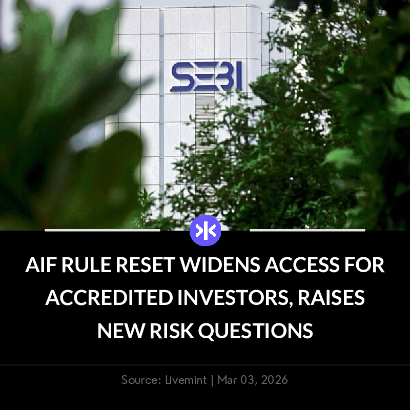 📰 Sebi's AIF reforms expand accredited investor access to private markets through co-investment vehicles &amp; AI-only schemes, while lowering social fund minimums to ₹1,000. Changes increase flexibility but raise liquidity &amp; concentration risks.

Download Fynx App: https://t...