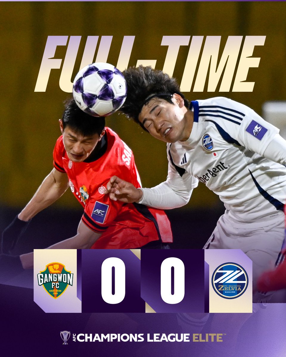 FT | 🇰🇷 Gangwon FC 0️⃣-0️⃣ Machida Zelvia 🇯🇵

Defence prevails in Chuncheon!

#ACLElite | #GANvMAC