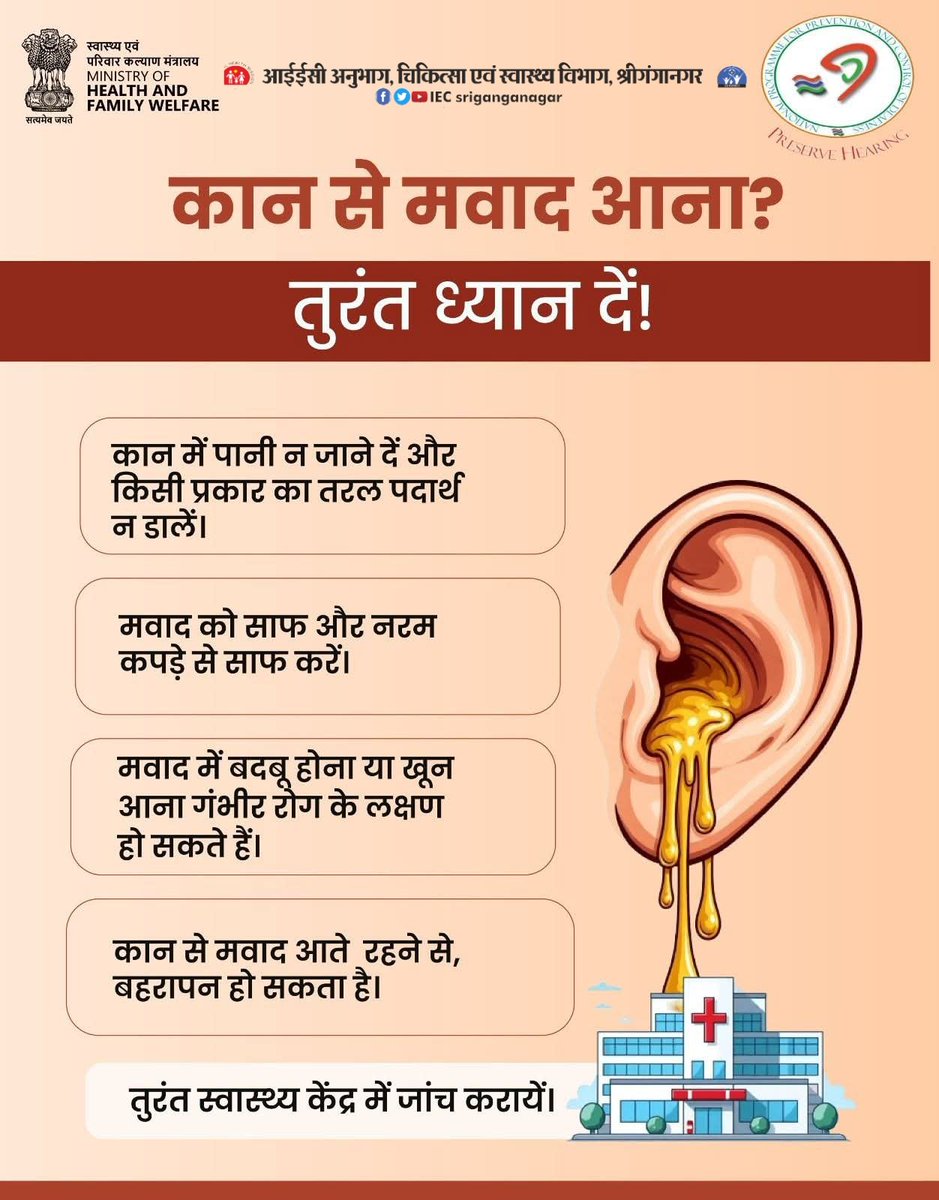 #विश्व_श्रवण_दिवस
आइए, बहरेपन से जूझ रहे लोगों के प्रति संवेदनशीलता और सद्भावना रखें तथा उनकी हर संभव सहायता करने का संकल्प लें।

#WorldHearingDay #HealthForAll #ENTCare
#iecsriganganagar #HealthyHoli #healthtips <a href="/BhajanlalBjp/">Bhajanlal Sharma</a> <a href="/RajCMO/">CMO Rajasthan</a> <a href="/GajendraKhimsar/">Gajendra Singh Khimsar</a>