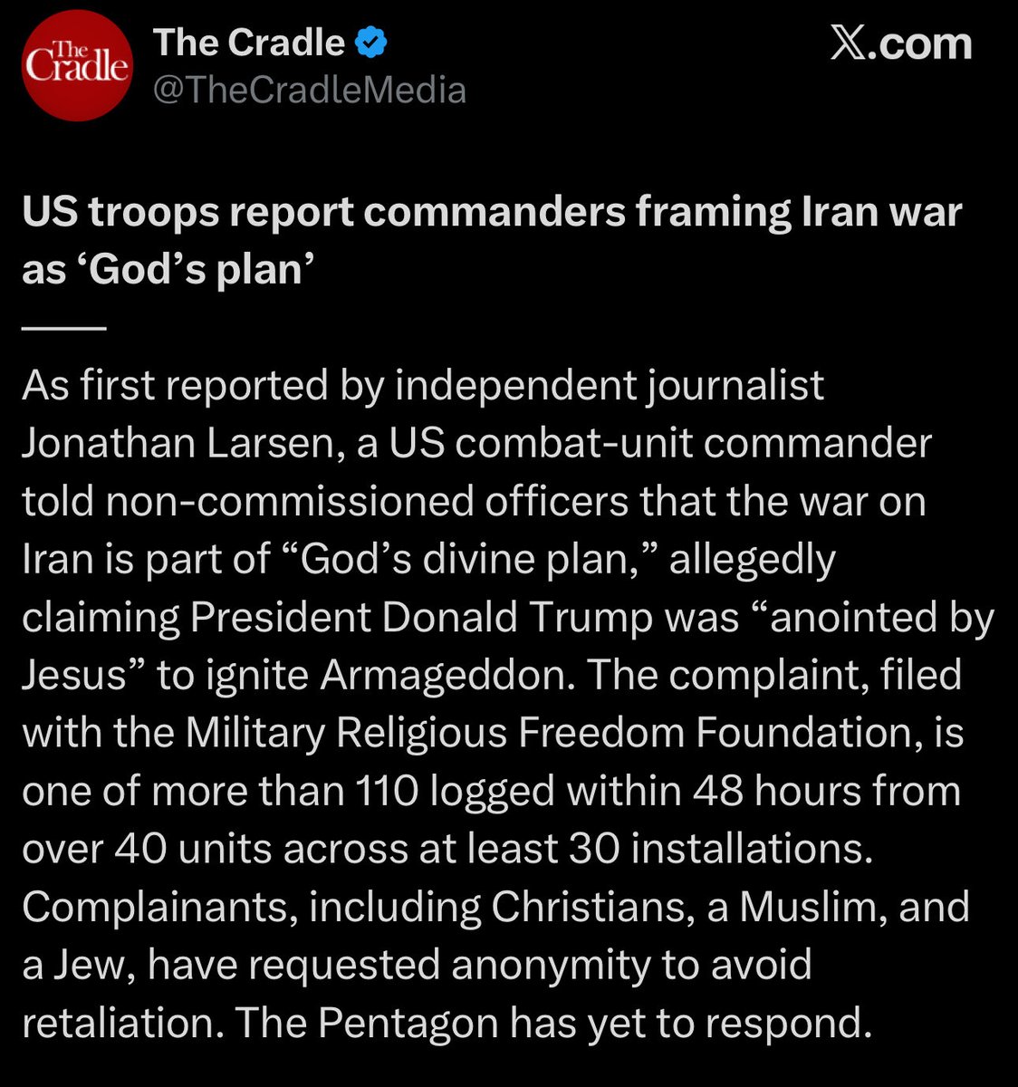 Maybe it’s a bad idea to put people in charge of government who are eager for the rapture.