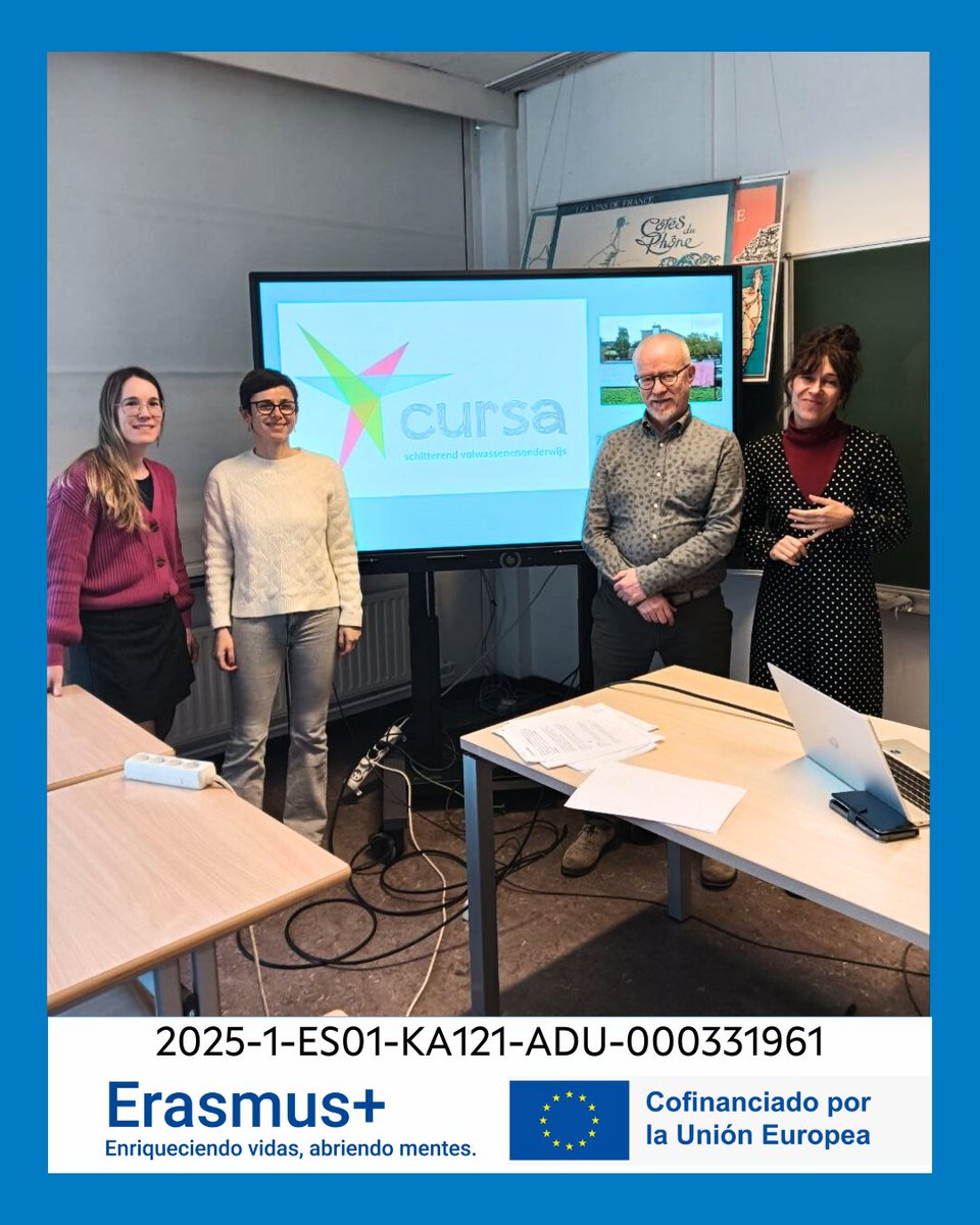 cfrourense's tweet photo. ✨ Non paramos con Erasmus!

Docentes da EPAPU do Pereiro e Ourense están en Cursa (Bélxica) coñecendo prácticas de inclusión e dixitalización na educación de adultos.

#ErasmusPlus #Internacionalización 

@sepiegob https://t.co/ahUM5EfSOL
