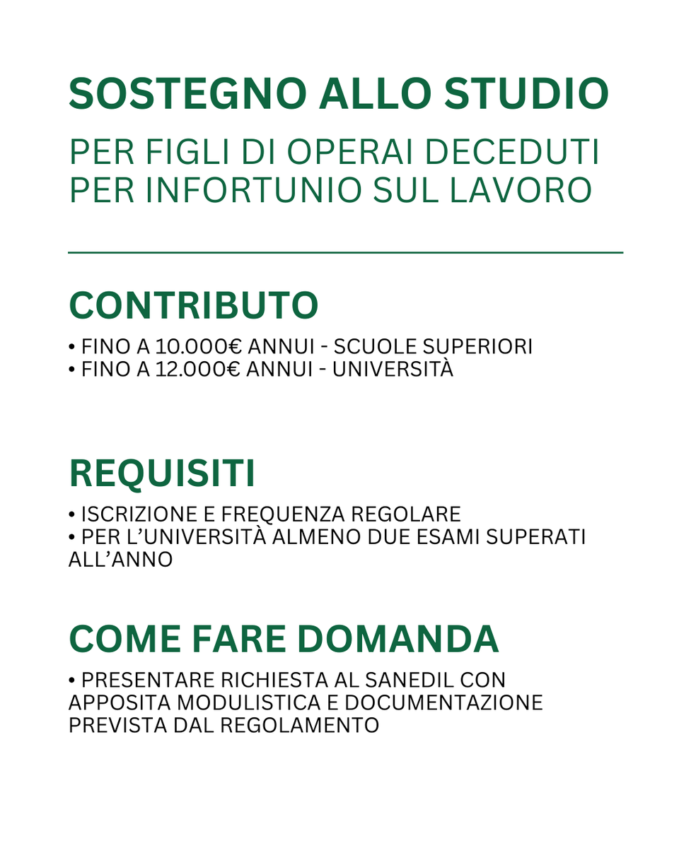 FilcaVeneto's tweet photo. IMPORTANTI PRESTAZIONI E SOSTEGNI ECONOMICI:
-Bonus affitto e mutuo
-Prestazione per gravi patologie
-Sostegno allo studio per figli di operai deceduti sul lavoro.
Contatta la tua sede provinciale per sapere come fare domanda. 
#FilcaCislVeneto https://t.co/p4xzlQR1M2