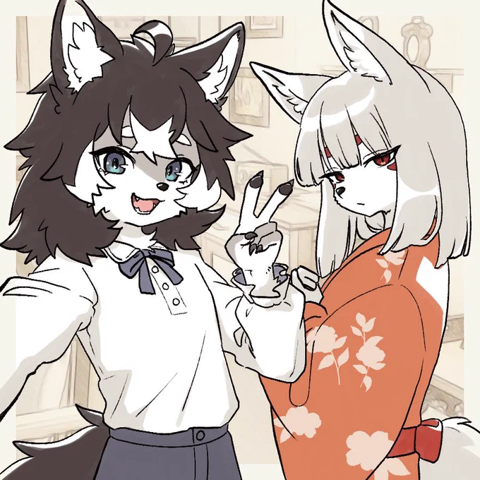 子供の獣人さんもこれくらいもふもふしてて欲しいです という絵です