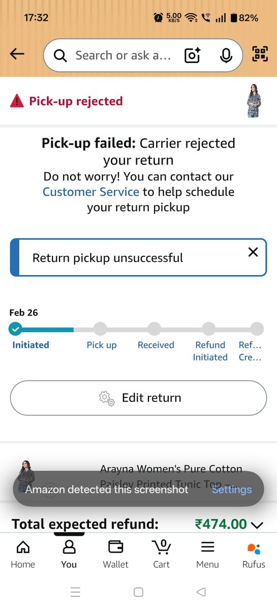 deeps2410's tweet photo. @AmazonHelp Thanks for response.
There is only option to cancel return. https://t.co/ztHRL8C7KV