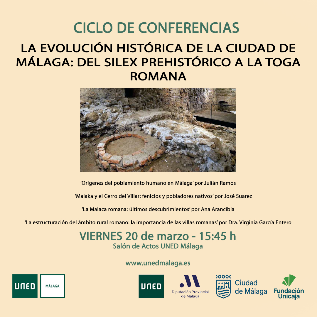 UNEDMalaga's tweet photo. Ciclo de Conferencias 'La evolución histórica de la ciudad de Málaga: del sílex prehistórico a la toga romana'. Toda la info-> https://t.co/D9i8G4Vl5C

#UNED #SomosUNED #unedianos #Historia #Málaga https://t.co/7EqElPhVvz
