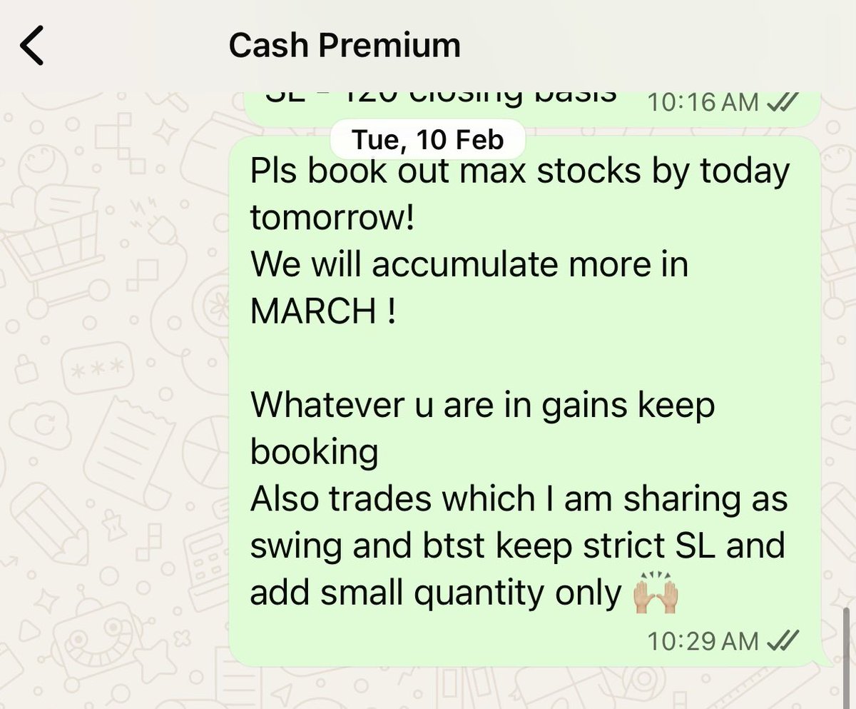 DiscretePriti's tweet photo. We booked out max Cash stocks on 10 February and did Intra and Swings with small quantities only 

Will be deploying cash soon :)

#PlatinumResearch 💚 https://t.co/GzVbAOtXEw
