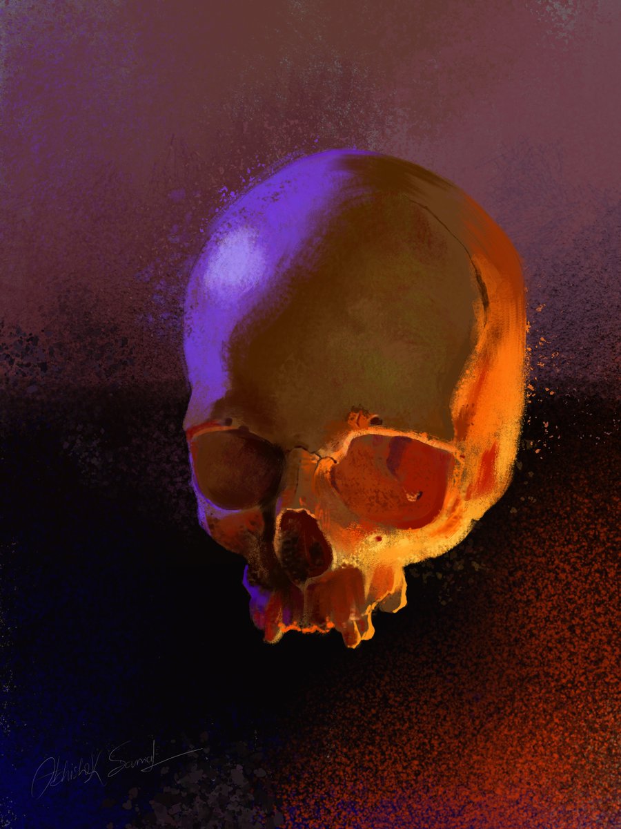 abhisketch's tweet photo. Still life skull lighting study on procreate using  texture brushes !

#drawing #stilllife #painting #procrerateart #illustration https://t.co/IDwa1jVwKB