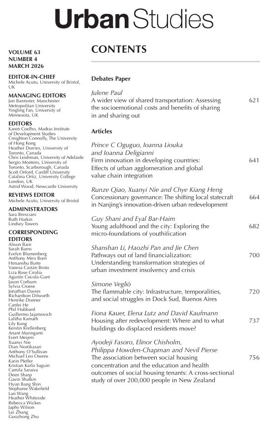 USJ_online's tweet photo. 🏙️ #UrbanStudies 64(4) out now!

✍ Includes a Debates Paper and articles on #agglomeration, #youthification, concessionary #governance, land #financialisation, #housing, socioeconomic #segregation, #infrastructures, &amp; more.

🔓 6 Open-Access papers!

🔗 https://t.co/SMPkdWVCTP https://t.co/V0BiL0IY5b