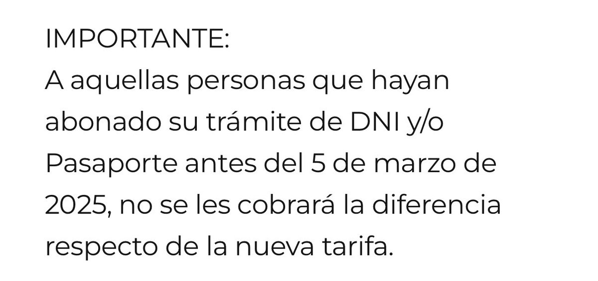 Atención!! El 6/3 AUMENTA PASAPORTE Y DNI!! El pasaporte se va a $100.000 (está $70.000 el común hoy) y el DNI se va a $10.000!!
Los urgentes también aumentan!
RECOMENDACIÓN: si tienen que renovar pronto o no tan pronto, hasta el 5 DE MARZO pueden reservar turno y pagar a precio