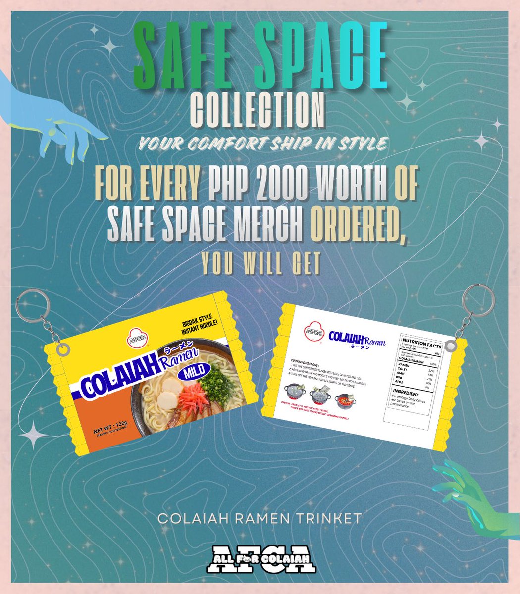 _allforcolaiah's tweet photo. Surprise! Weβre adding a little "flavor" for you, Ramen Besties! π₯’β¨
Meet the Colaiah Ramen Trinket! β¨π
Get this ramen keychain for FREE for every PHP 2,000 worth of Safe Space merch ordered.
Check out now! π₯³ Or add some more π
#SafeSpaceCollection
#AllForCOLAIAH