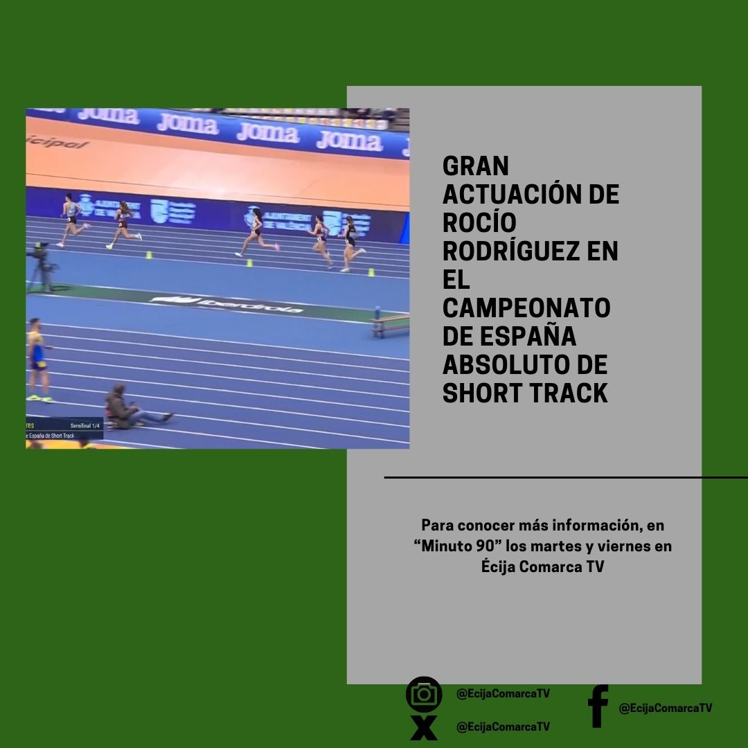 🎽 La atleta ecijana, Rocío Rodríguez, finalizó tercera en su serie de semifinal en los 800 metros. Obtuvo la décima mejor marca del campeonato 

Toda la información en nuestro "Minuto 90"

#Écija #Actualidad #Deportes