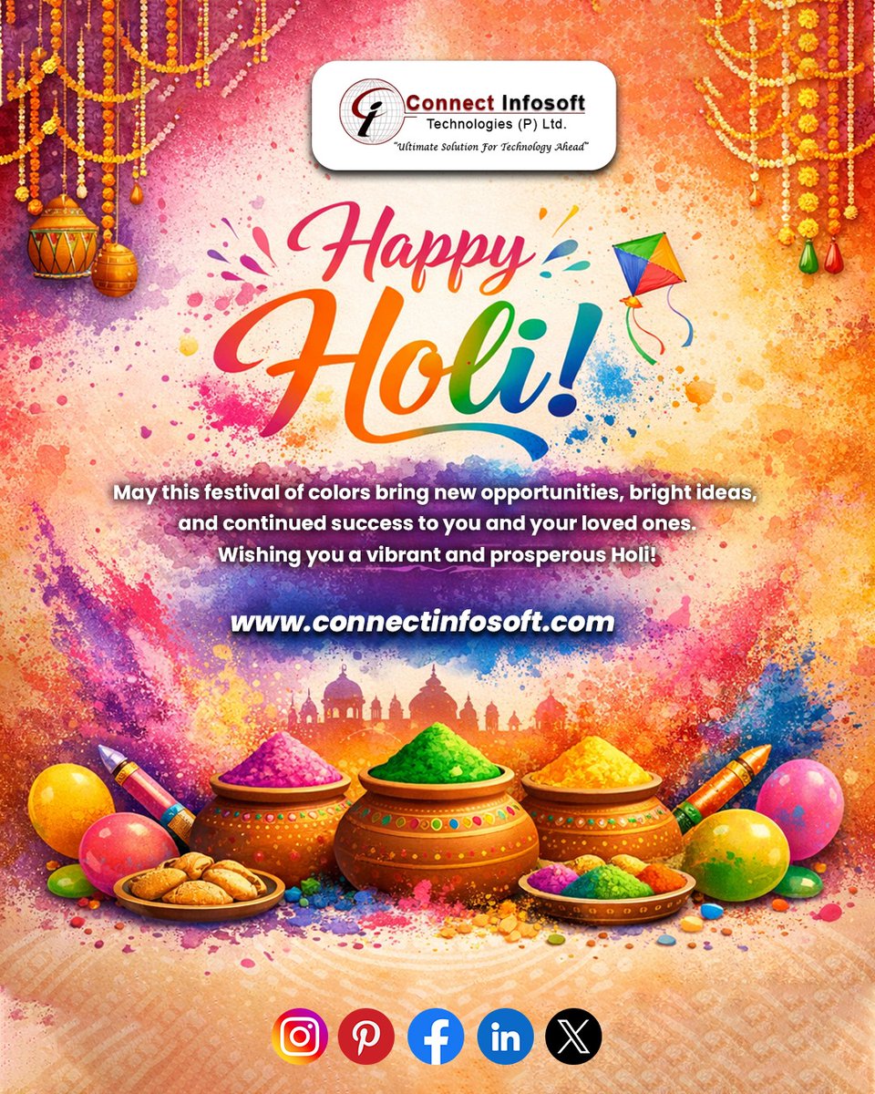 connectinfo_12's tweet image. 💛💚❤️💜As colors unite us this Holi, may success, creativity &amp;amp; strong connections paint your path ahead.
Happy Holi 2026 from Connect Infosoft Technologies!
Stay safe, celebrate responsibly &amp;amp; let's build amazing digital experiences together 🎉
#HappyHoli2026 #ConnectInfosoft