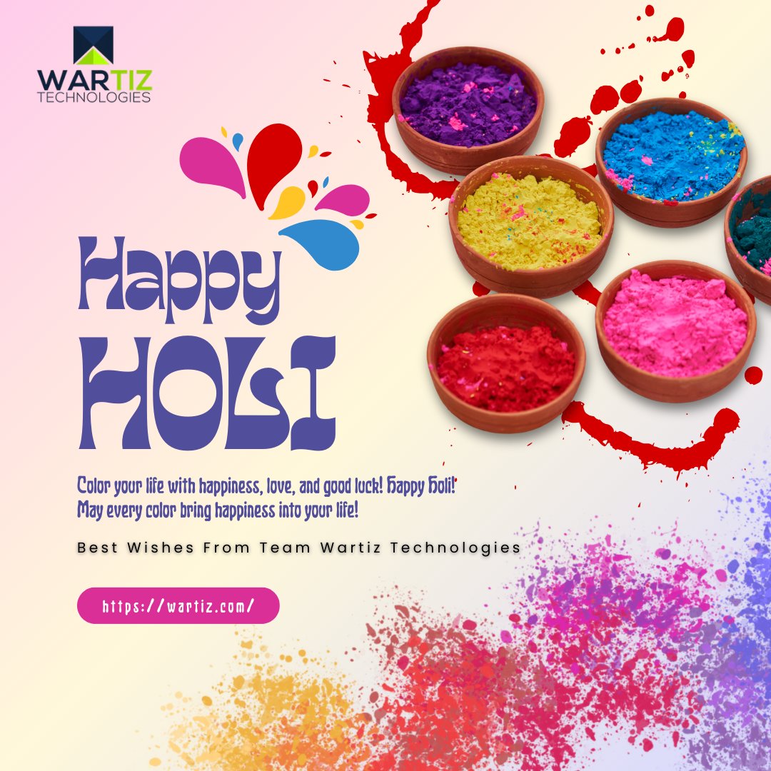 WartizTeh's tweet photo. 🌈✨ Happy Holi from Wartiz Technologies! ✨🌈

May this festival of colors fill your life with happiness, success, and positivity. 🎨💛
Celebrate joy, unity, and new beginnings!
💻 Team Wartiz Technologies

#HappyHoli2026 #WartizTechnologies #FestivalOfColors #HoliVibes https://t.co/kt6cQP8rQz
