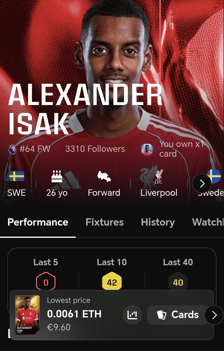 sorare__journey's tweet image. One to catch on #Sorare ⛑️🔍

Alexander #Isak adventure with Liverpool didn't start positively but the Swedish striker has the potential to break #PremierLeague next season 🏴󠁧󠁢󠁥󠁮󠁧󠁿

Catch him before it gets too late! 😎

#Sorare26 #Liverpool