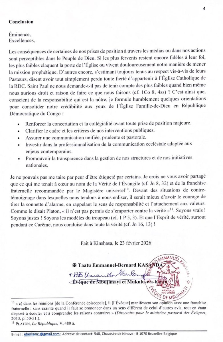 DBeledu's tweet photo. #RDC‼️ Quand l’évêque de MBUJI-MAYI recadre la #CENCO « au nom de la vérité ». https://t.co/FYIBpJD7YD