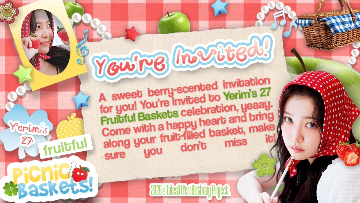 ۶ৎ .. ♥︎% The fruit picnic beckons, time to prepare for a wonderful day with 𝗬𝗲𝗿𝗶𝗺! And I, Cicil, am ready to enjoy the sunny skies in cozy delight. Basket in hand to share the fun, make sure you join us! 🍎🧺