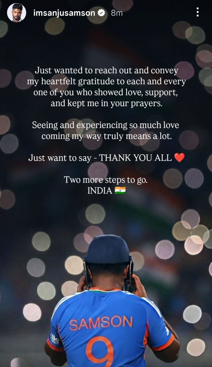 CricCrazyJohns's tweet photo. INSTAGRAM STORY OF SANJU SAMSON 🥹♥️ https://t.co/ZCMd3KfCo8