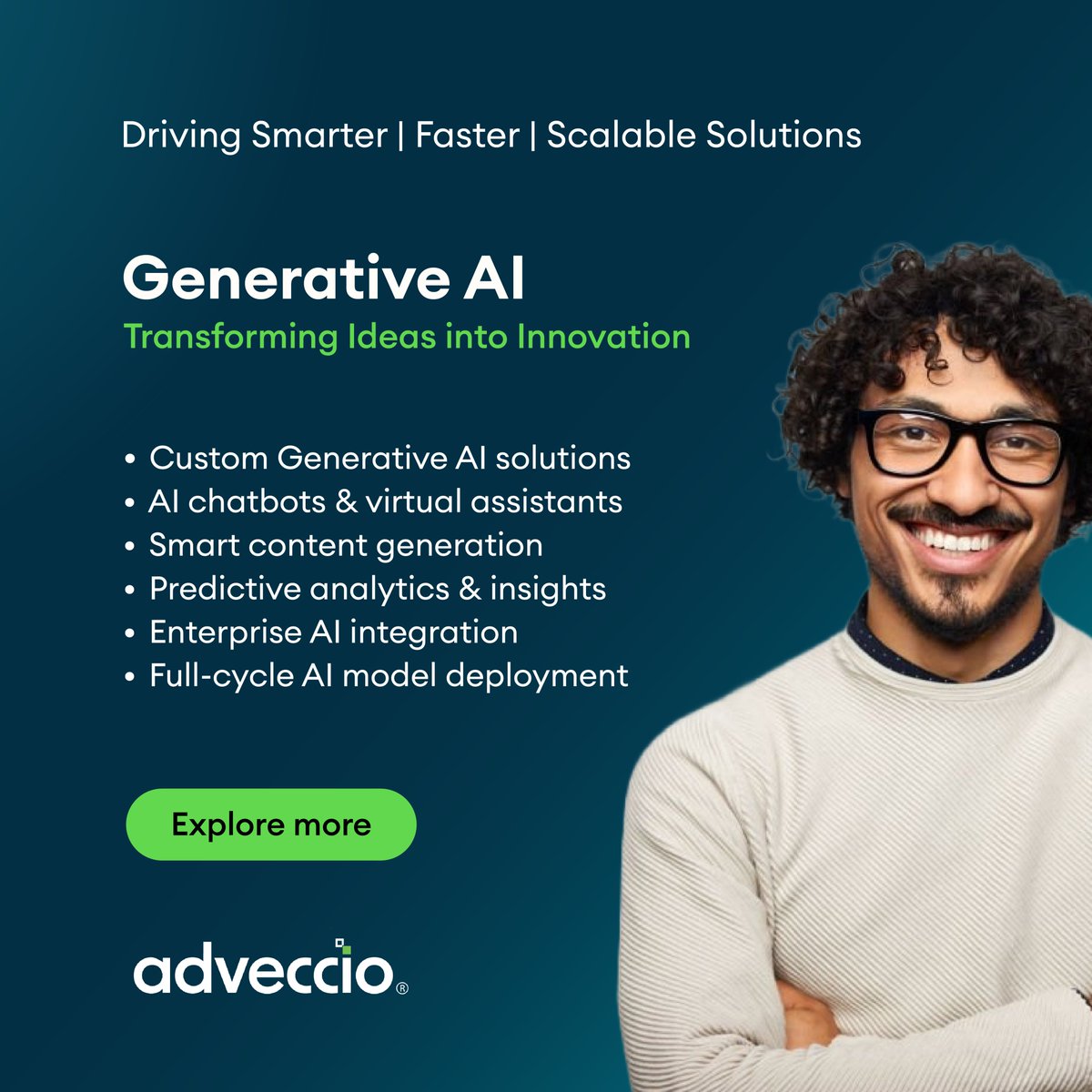 adveccio's tweet photo. #GenerativeAI is here transforming businesses with #Chatbots #ContentGeneration #WorkflowAutomation & #PredictiveInsights. Our Sri Lanka offshore teams deliver custom AI solutions to help you innovate, scale, and stay ahead. https://t.co/AmvtXElqv2 #SoftwareDevelopment #Adveccio https://t.co/Bn2bymyxcB