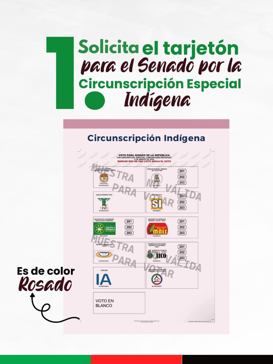 JesusCuasapud's tweet photo. Aquí te enseñamos cómo votar por Taita Jesús Cuasapud al Senado de la República por la Especial Indígena: paso a paso, de manera clara y sencilla, para que tu decisión se vea reflejada correctamente en el tarjetón este 8 de marzo. 🗳️

#TaitaJesúsCuasapud #SomosAICO201 https://t.co/mTbuRu3ekQ