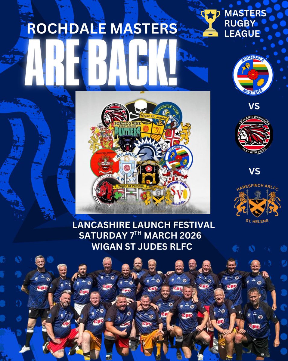 RochdaleMasters's tweet photo. This Saturday we’re heading to Wigan St Jude’s Masters RL festival with 19 other Lancashire teams as we launch our 6th season 💪

Always proud to represent our town at these events.

Fancy joining us? The door’s always open — drop us a message.

#WhoSaidItWouldntLast #MastersRL https://t.co/H3wrUkPqBx
