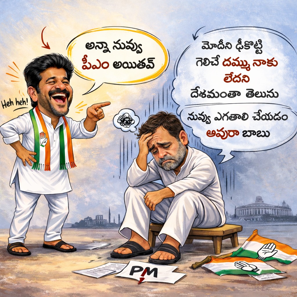 ప్రధాని మోదీ గారి అఖండ ప్రజాదరణ, చరిష్మా ఎక్కడ?
సొంత పార్టీనే నడపలేక చేతులెత్తేసిన రాహుల్ గాంధీ ఎక్కడ?

రాహుల్ ప్రధాని అవుతాడని చెప్పడం..
జనం ముందు ఆయన్ని ఎగతాళి చేయడమే!😅
