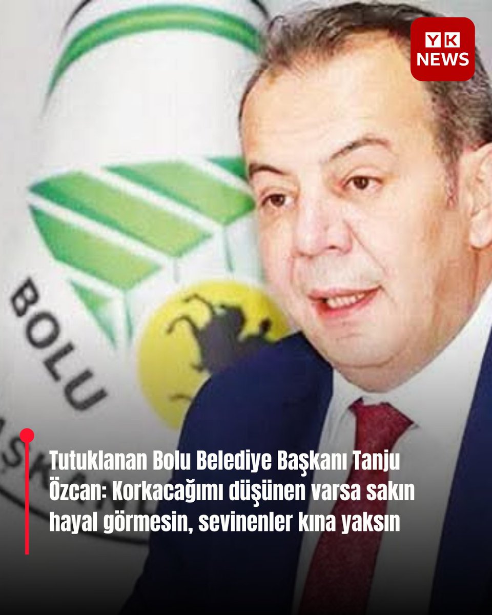 🔴Tutuklanan Bolu Belediye Başkanı Tanju Özcan: Korkacağımı düşünen varsa sakın hayal görmesin, sevinenler kına yaksın

📍”İhtiyaç sahibi öğrenciye kaynak bulmaya çalışmak ağır cezalık suçmuş. 

📍Sulh ceza hakimi kararı açıklamadan 20 dakika önce tutuklandığımızı sosyal medyadan