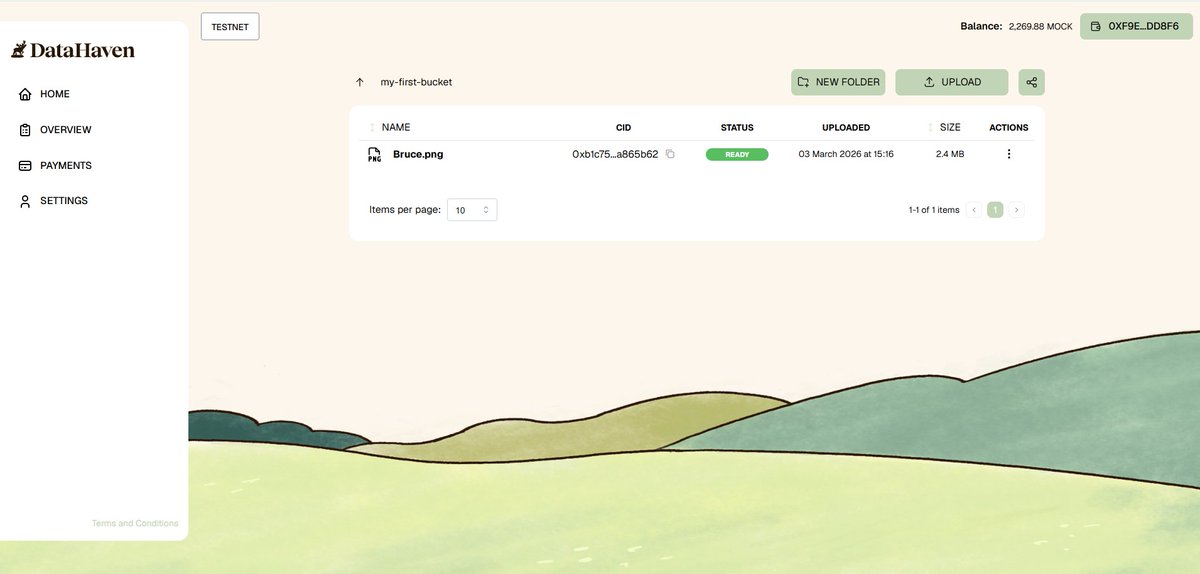 fln0773's tweet image. Just uploaded my first file “Bruce” to the DataHaven Testnet! 🥳 Super exciting to see it live and confirmed. Loving how smooth the upload process is. Big thanks to
@DataHaven_xyz
for making decentralized storage so accessible! #Testnet #DataHaven #FirstUpload