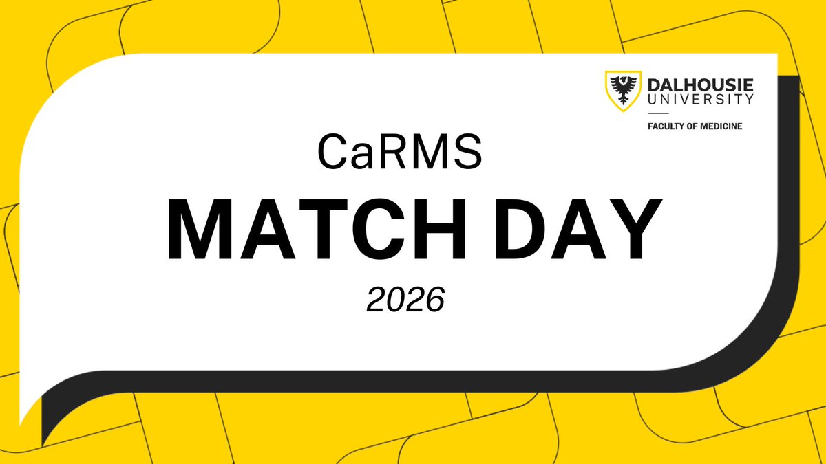 DalMedSchool's tweet photo. It’s CaRMS Match Day! Best of luck to the MD Class of 2026. No matter where today leads, your commitment and hard work deserve to be celebrated. Wishing you the best as you take the next step. #CaRMSMatchDay https://t.co/m6gvirKcsQ