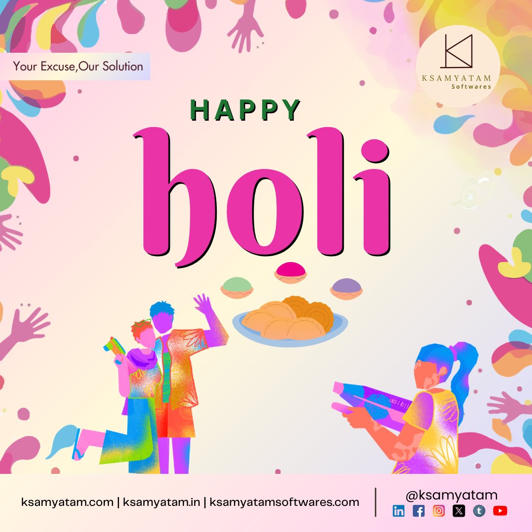 ksamyatam's tweet photo. Ksamyatam Softwares Wishes You All A Very Happy Holi 

Visit https://t.co/ZCicdORW4O | https://t.co/6zNvcPE2lj | https://t.co/oB9nllZxhd

Follow @ksamyatam  #ksamyatam #ksamyatamsoftwares

#holi #happyholi #Festivalofcolors https://t.co/JFZnCZyRRI