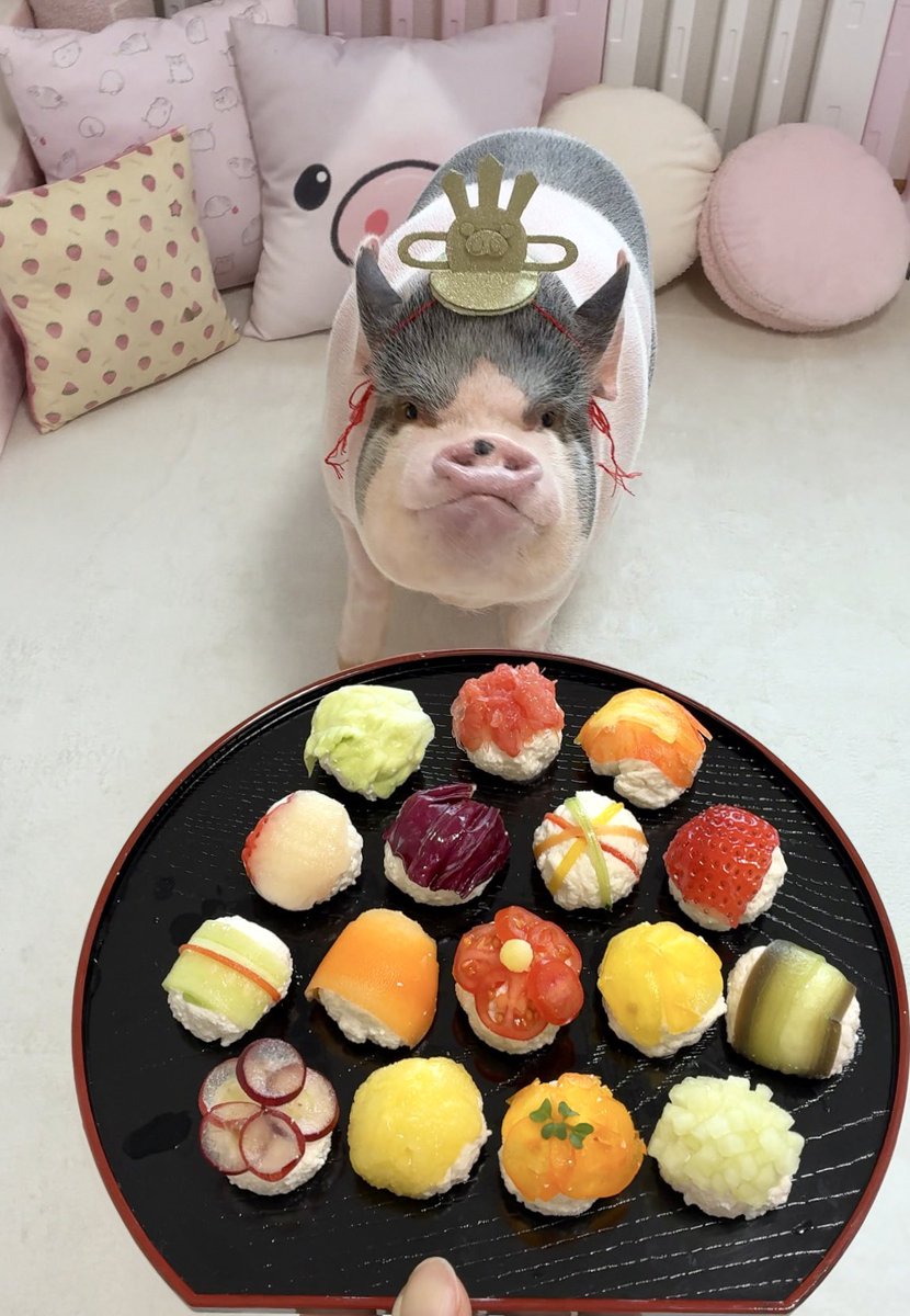 今日はひな祭りなので しらたまお雛さまにはフルーツと野菜のお豆腐