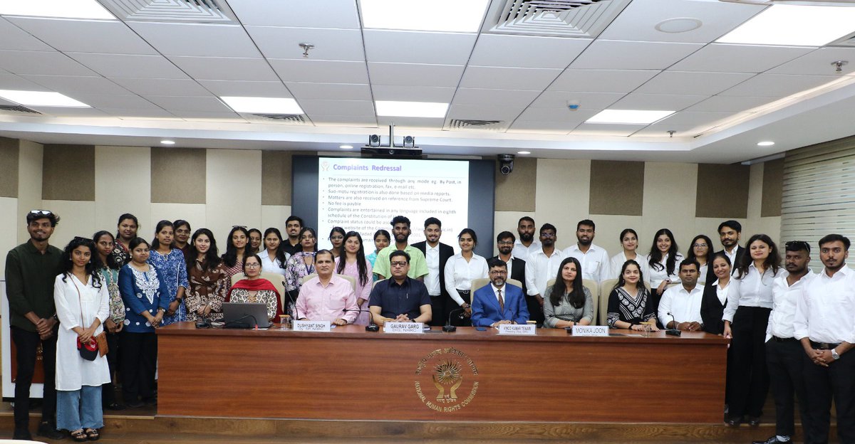 Today, a batch of 28 students and 5 faculty members from School of Law, Governance and Public Policy, Goa University visited NHRC. They were briefed by the senior officers about the various aspects of the Commission's functioning and human rights.