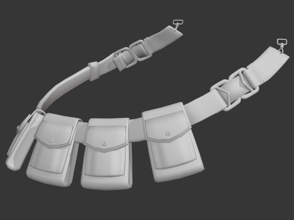 ミリタリーテイストなポーチベルトのモデリングとテクスチャです
#b3d #Blender #3DCG