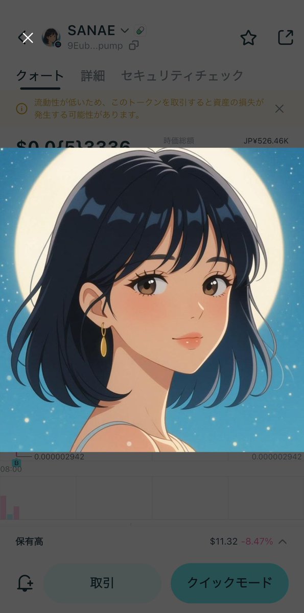 新種サナエトークンを4種類購入。 ヤングサナエ0.1SOL アニメサナエ0.1
