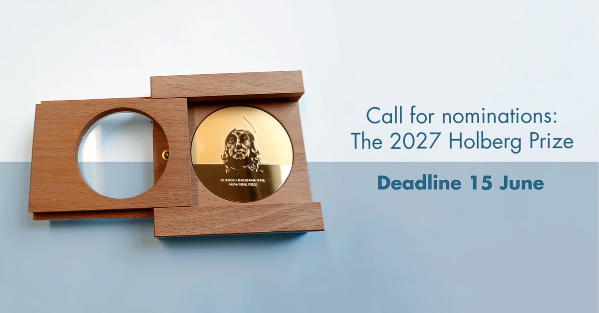 HolbergPrize's tweet photo. CALL FOR NOMINATIONS: THE 2027 HOLBERG PRIZE
The Holberg Prize is an international prize awarded annually for outstanding contributions to research in the humanities, social sciences, law and theology.  Who would you like to see as the next Holberg Laureate? Deadline: 15 June