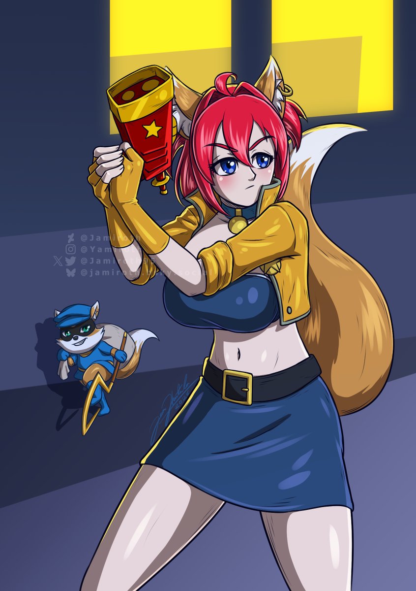 A relatively quick drawing of Vezuki and Navi as Sly and Carmelita. 🦊🦝

Navi in the classic Carmelita outfit &amp; the Sly 4 version.

#Vezartz #VTuber #Fanart #SlyCooper #CarmelitaFox