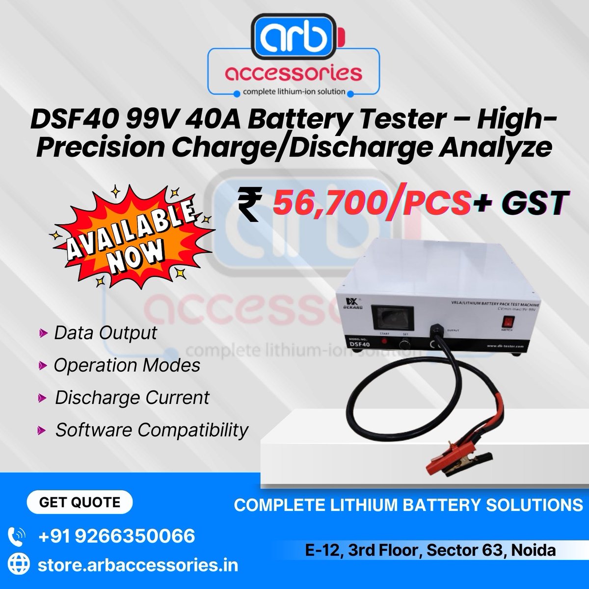 🔬 Battery Testing Machines – Accurate Analysis. Reliable Performance.

🔹 Battery Testing Lead – SF-100-6 (23V 6A/10A)
🔹 DSF40 – 99V 40A 

🛒 Available at ARB Accessories
🌐 store.arbaccessories.in/category/batte…

#ARBAccessories #BatteryTester #LeadAcidBattery #LithiumBattery