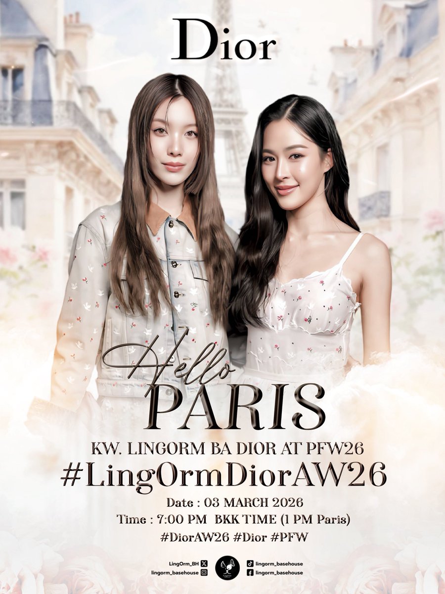 nongplaaaaa's tweet photo. ทุกคนคะ ไม่ว่าจะเกิดอะไรขึ้น ท่องไว้นะคะ แฟชั่นวีครอบนี้พวกเรามากับตำแหน่งหนึ่งในสมาชิกอีกคนของครอบครัวดิออร์เป็น “ ครั้งแรก ” ค่ะ !! เทรนที่ผ่านมาเราทะลุเป้าหมายแล้วมาสู้กันอีกค่าทุกคน เราทำได้ ไปกันต่อแบบปัง ๆ เริ่ด ๆ ค่าา 🥳

LINGORM BA DIOR AT PFW26 
#LingOrmDiorAW26 https://t.co/fse2ULiIMs