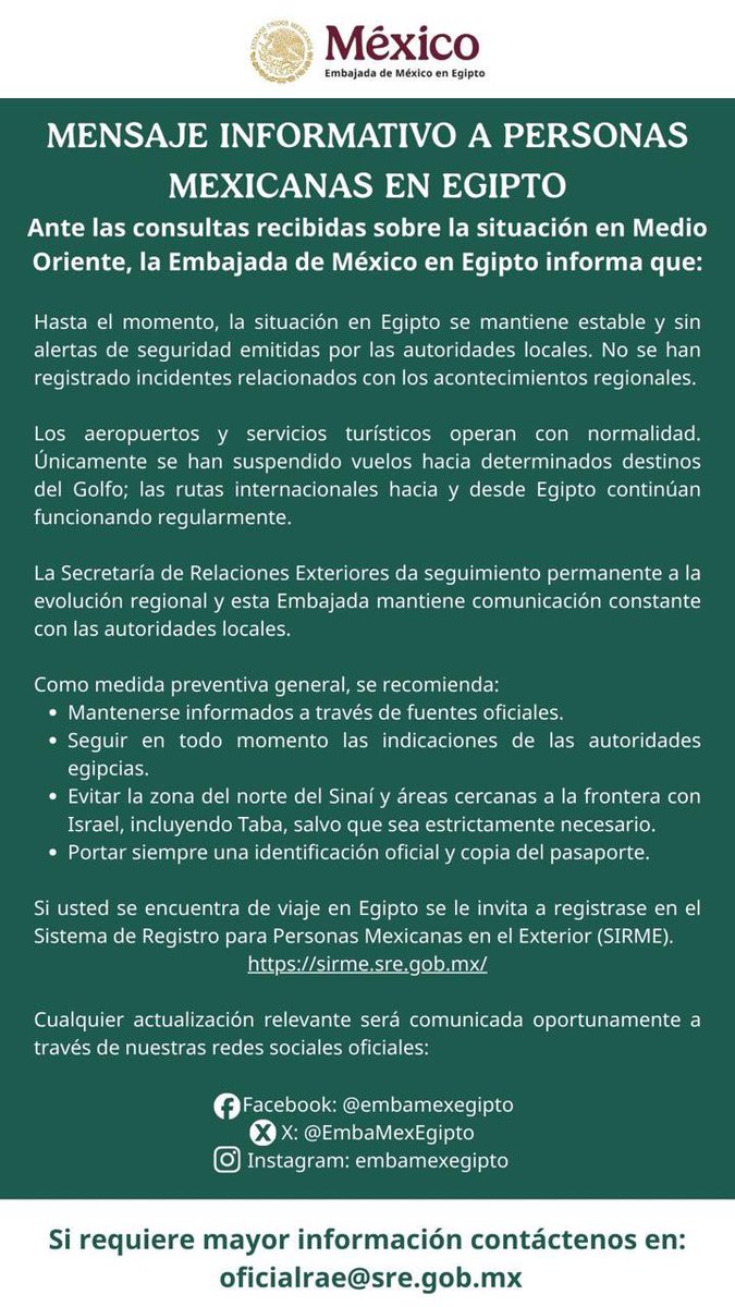 Embajada México en Egipto tweet media