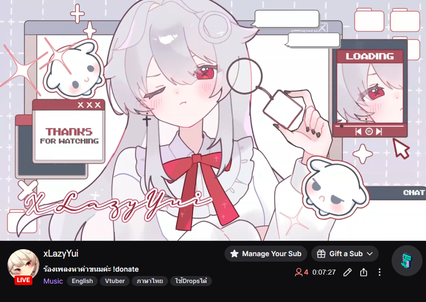 มาร้องเพลงหาค่าขนม และหน้า loading screen โคตรสวย 

twitch.tv/xlazyyui