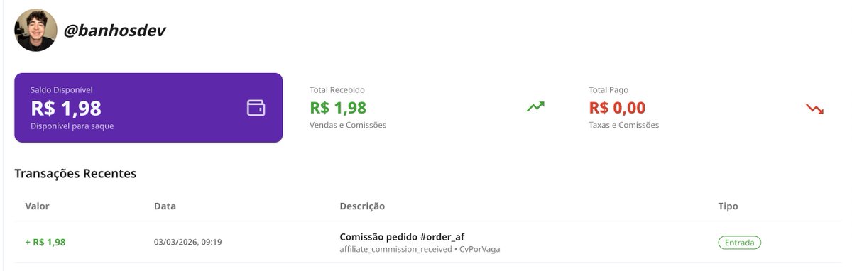 Cv Por Vaga ta pagando comissão pro pai ein