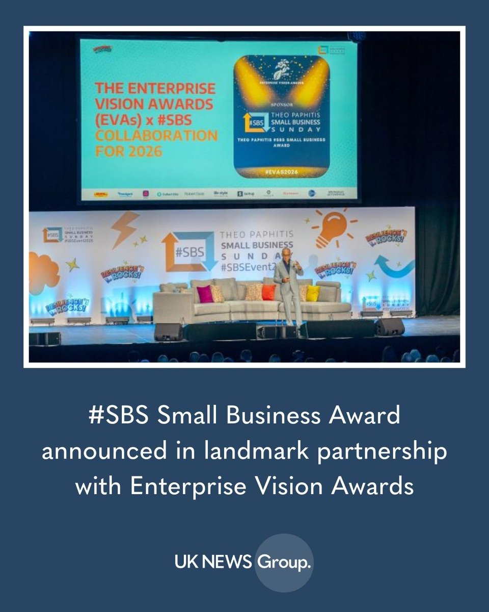UKNewsGroup's tweet photo. #National News!

#SBS Small Business Award announced in landmark partnership with @Eva_Awards

Read more about it here -> https://t.co/iM2bffQFRf

-> @TheoPaphitis @TheSBS_Crew

-> #Award #SmallBusinessAward #Partnership #EVAS2026 #WomenInBusiness #Event #Entrepreneur #UKNG https://t.co/VCF14RNPJP