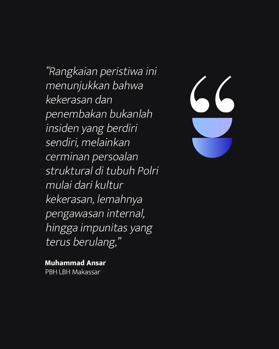Siaran Pers
Bertrand Eka Prasetyo Diduga Tewas Ditembak oleh Anggota Polsek Panakkukang, Polda Wajib Sanksi Etik dan Pidana

Selengkapnya: lbhmakassar.org/press-release/…