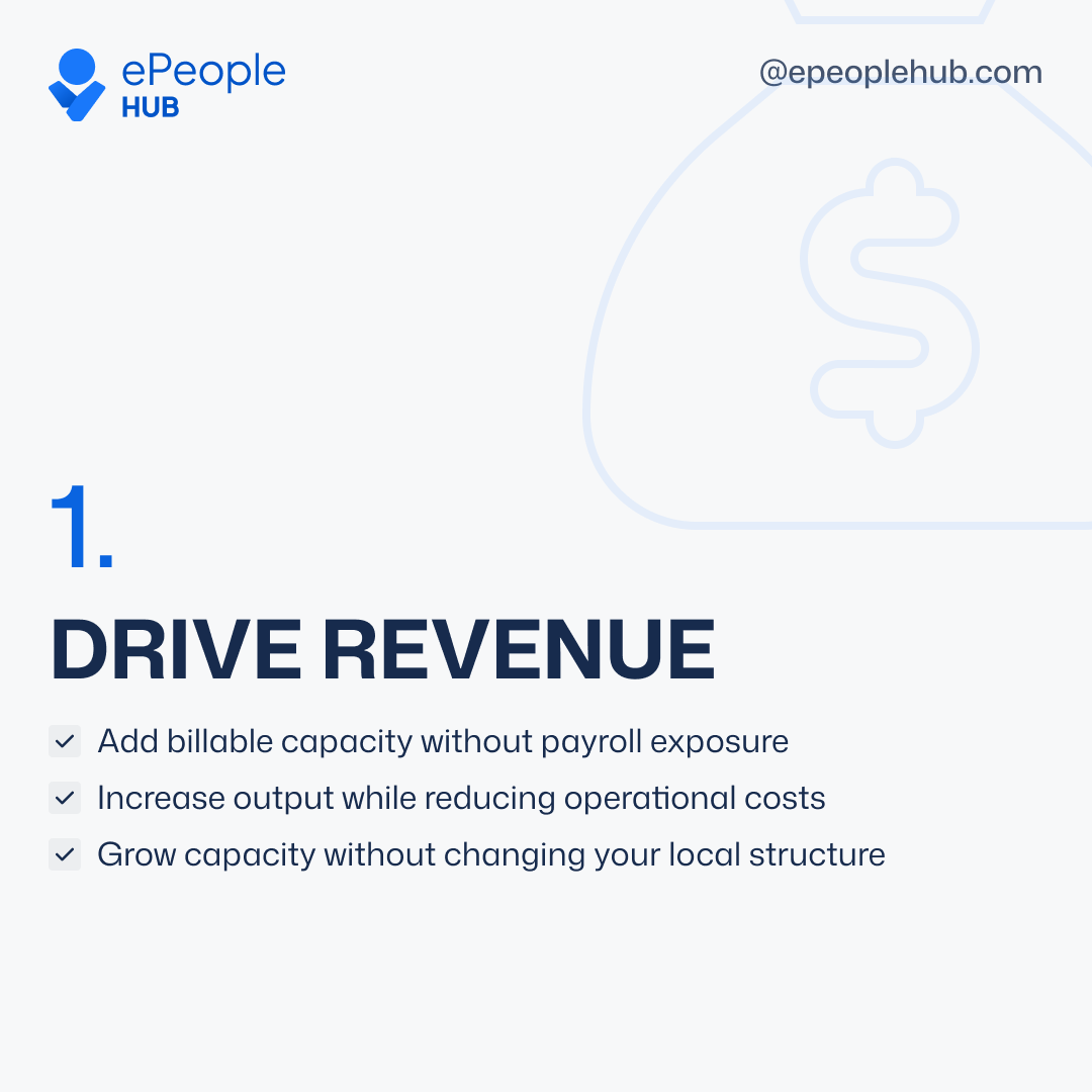 ePeopleHUB's tweet photo. When committed people step in, three things shift:
- Revenue expands without payroll exposure.
- Execution happens without micromanagement.
- Outcomes are owned, not explained. https://t.co/v7Dr8mD0fN