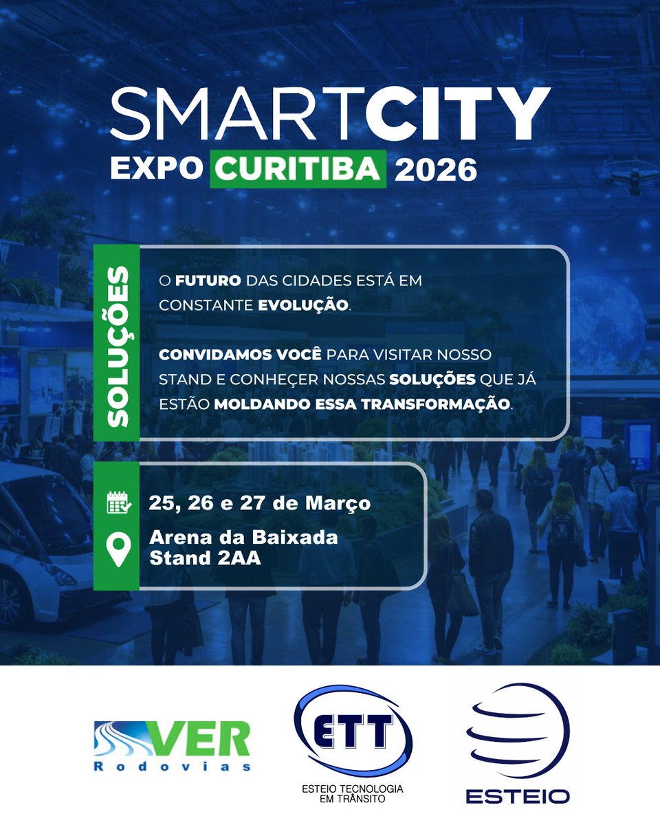 SmartCity Expo Curitiba 2026 vem aí!

Convidamos você para visitar nosso stand e conhecer nossas soluções que já estão moldando essa transformação!

#smartcityexpocuritiba #esteio_sa #verrodovias #ett_transito