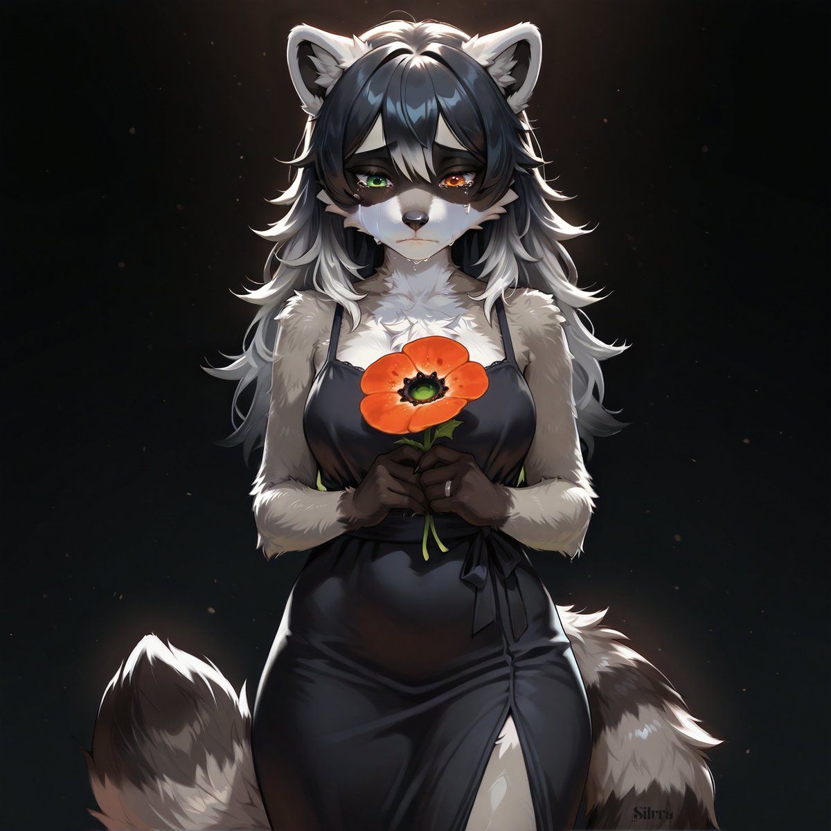 I don’t usually share things like this… but I dedicated one of my OCs to you.  

Two years ago today, I lost you. You loved raccoons, poppies, and that green-and-orange-eyed look on characters.  

I miss you every single day.  

Her name is Deliria — the name you gave me all