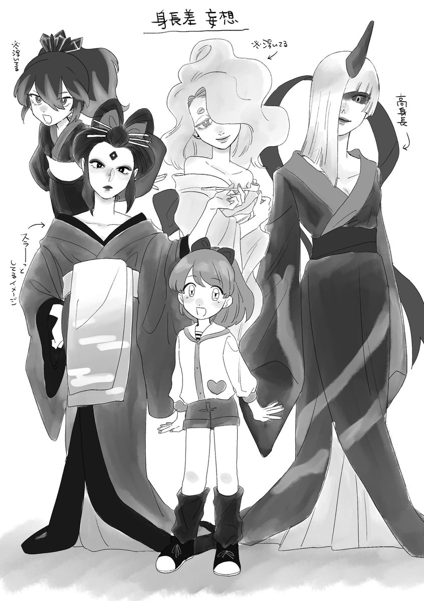 oro___14's tweet photo. お題箱より、護衛お姉さんたちの妄想身長設定(私ver) https://t.co/77c09hrqQT
