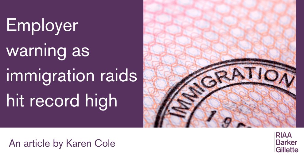RIAA_BG_UK's tweet image. Immigration enforcement raids are at record levels, with Home Office figures showing a sharp rise in visits and arrests across the UK.

Read Karen Cole's recent here: bit.ly/4aN5Rn9 

#employmentlaw #righttowork #hrcompliance #immigrationlaw #ukbusiness