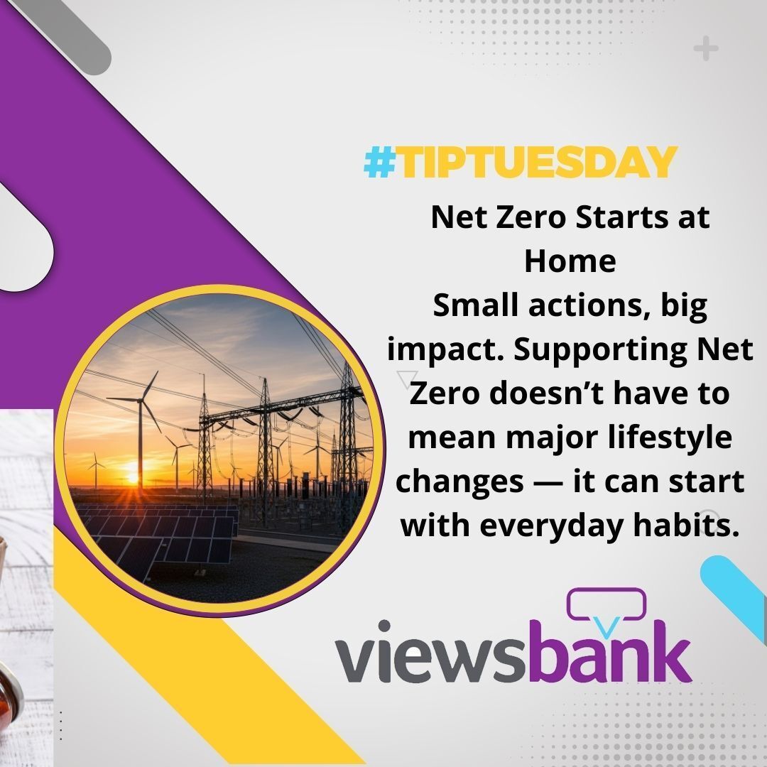 viewsbank's tweet image. 🌱 Tip Tuesday: Net Zero Starts at Home

#TipTuesday #NetZero #SustainableLiving #EnergySaving #ClimateAction #UKPolicy #GreenHomes #Viewsbank