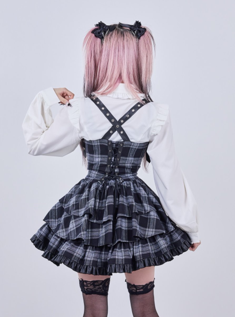 🩶IMVAL🩶 Frill Leather Dress